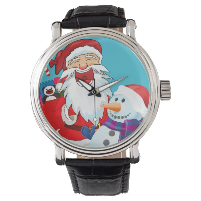 Montre Funny Laughing Santa Claus et Snowman Christmas (devant)