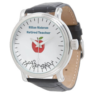 Montre Funny Retraité Nom de l'enseignant Jumble Numéros 