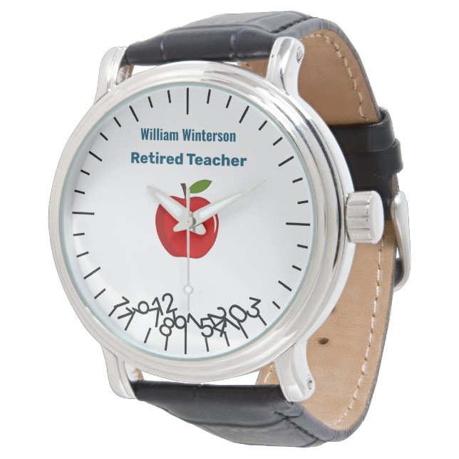 Montre Funny Retraité Nom de l'enseignant Jumble Numéros  (Incliné)
