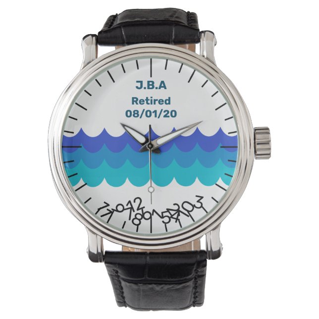 Montre Funny Retraite Watch Jumble Numéros Waves Date (devant)