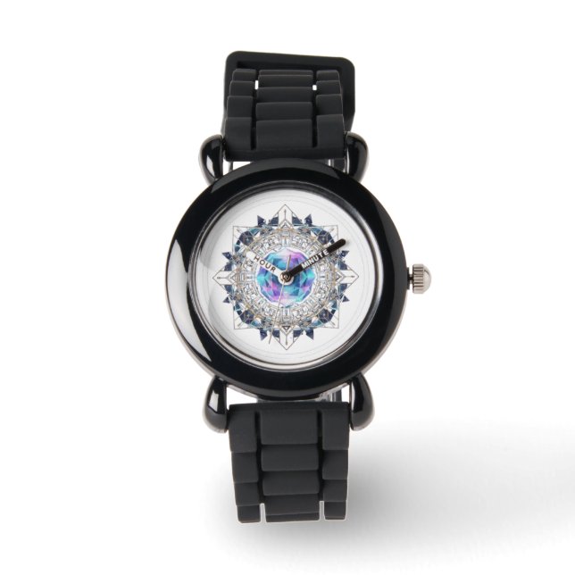Montre Futuristic Crystal Mandala – Geometric Tech Art (Recto)