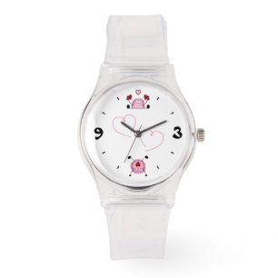 Montre Fuzzies roses mignonnes et Coeurs Enfants Veille s