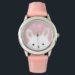 Montre Fuzzy Bunny Pink Personnalised<br><div class="desc">Adorable lapin rose lapin fuzzy montre de fille personnalisée.</div>