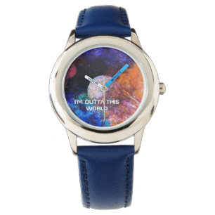 Montre Galaxie colorée Peinture Bleu Cool Enfants Regard