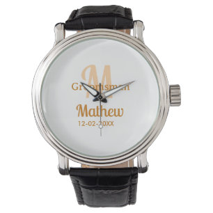 Montre garçon d'honneur orange nom lettre date pastel mas