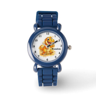 Montre Garçon dinosaure Trex moderne Nom personnalisé pou