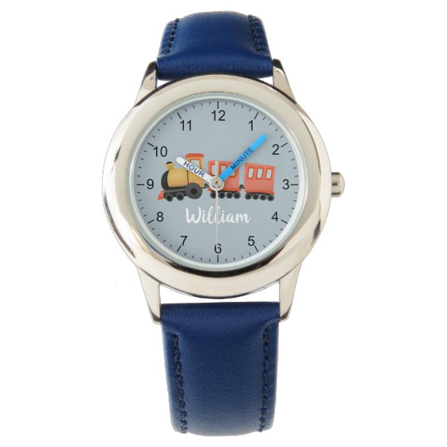 Montre Garçons Bleu Cute Train Moderne Voyage Enfants (devant)