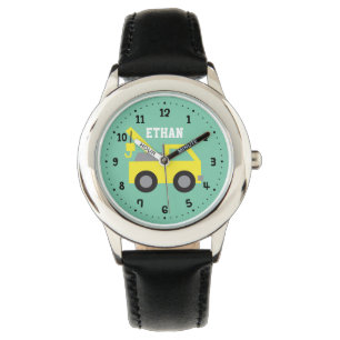 Montre Garçons Camion Remorqueur Jaune Personnalisé