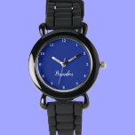 Montre Garçons Cool moderne noir élégant Nom personnalisé<br><div class="desc">Faites de chaque instant spécial avec notre guetteur de nom personnalisé pour enfants! Ce garde-temps personnalisé est parfait pour les enfants de tous âges, avec leur nom imprimé audacieusement sur le visage de la montre. Disponible dans des couleurs vives et des designs amusants, cette montre permet d'apprendre à raconter l'heure...</div>