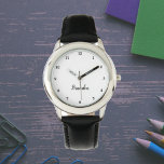 Montre Garçons Cool moderne noir élégant Nom personnalisé<br><div class="desc">Faites de chaque instant spécial avec notre guetteur de nom personnalisé pour enfants! Ce garde-temps personnalisé est parfait pour les enfants de tous âges, avec leur nom imprimé audacieusement sur le visage de la montre. Disponible dans des couleurs vives et des designs amusants, cette montre permet d'apprendre à raconter l'heure...</div>