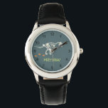 Montre Garçons Cool T-Rex Dinosaur Dig Enfants<br><div class="desc">Cette montre cool et moderne de garçons dispose d'un squelette de dinosaure t-Rex. La montre peut être personnalisée avec le nom de votre enfant et a des numéros lisibles clairs. Le parfait dinosaure préhistorique creuser le cadeau thématique pour n'importe quel passionné de Dino.</div>