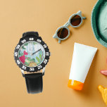 Montre Garçons Cute Dinosaur Nom des enfants<br><div class="desc">Les enfants dinosaures de nom personnalisé surveillent vos enfants. Ce design de dinosaures mignon présente de mignons dinosaures colorés portant le nom de vos enfants. Un cadeau parfait pour votre fils pour son anniversaire. Personnalisez-le en ajoutant le nom de vos enfants.</div>