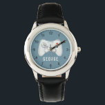 Montre Garçons Jeux Vidéo moderne et Cool Enfants<br><div class="desc">Cette montre cool et moderne pour enfants dispose d'un contrôleur de jeu vidéo,  avec un simple arrière - plan bleu. La montre peut être personnalisée avec votre nom de garçon et a des numéros clairs,  le cadeau parfait pour n'importe quel joueur.</div>