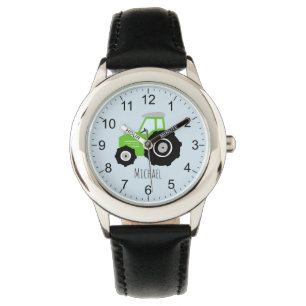 Montre Garçons Joli tracteur de ferme verte avec nom Enfa