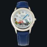 Montre Garçons Mélange de ciment mignon sur la route des<br><div class="desc">Cette montre mignonne et moderne dispose d'un mélangeur de ciment sur la route (qui peut être customisé avec votre propre photo si nécessaire), avec des chiffres clairs, et peut être personnalisée avec le nom de votre garçon. Parfait pour la première montre de votre enfant passionné de transport. Consultez notre magasin...</div>