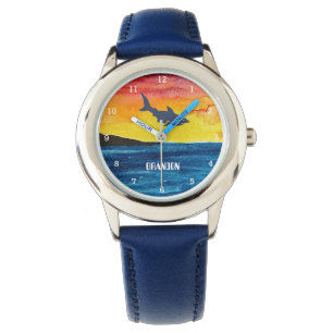 Montre Garçons Requin Océan Poisson Cute Moderne Bleu Enf