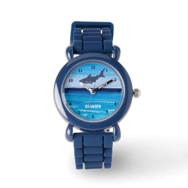 Montre Garçons Requin Océan Poisson Cute Moderne Bleu Enf (Recto)