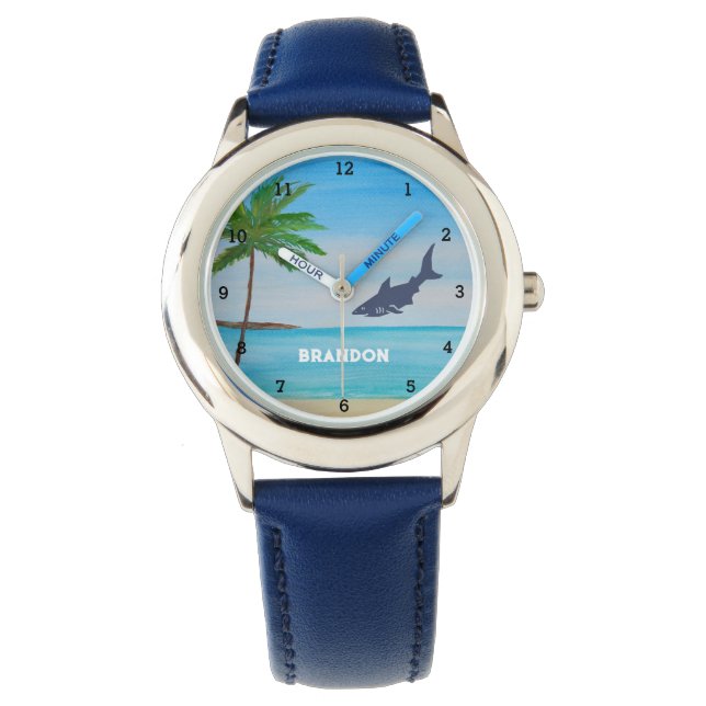 Montre Garçons Requin Océan Poisson Cute Tropical Bleu En (devant)