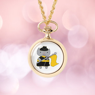 Montre Garde de couleur gris Chat Noir et Jaune