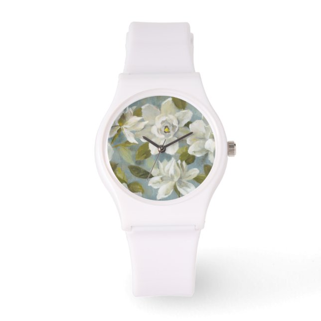 Montre Gardenias sur bleu ardoise (Recto)
