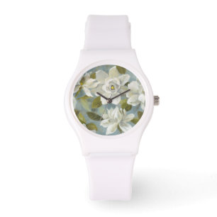Montre Gardénias sur le bleu d'ardoise