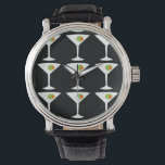 Montre Garder 'Em Coming Martini Watch (noir)<br><div class="desc">Cette montre à martini Keep 'Em Coming dispose d'un arrière - plan noir et de l'image carrelée d'une silhouette blanche d'un verre à martini. A l'intérieur de chaque verre se trouve une glorieuse olive verte avec un pimento orange. C'est une montre-bracelet amusante pour tous ceux qui souhaitent être un personnage...</div>