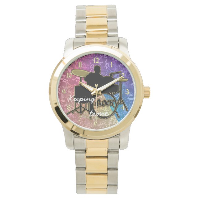 Montre Garder le temps Drummer et Rainbow Music Notes (devant)