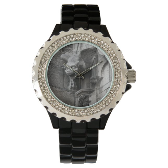 Montre Gargoyle gothique ailé Dames Black Wristwatch (devant)