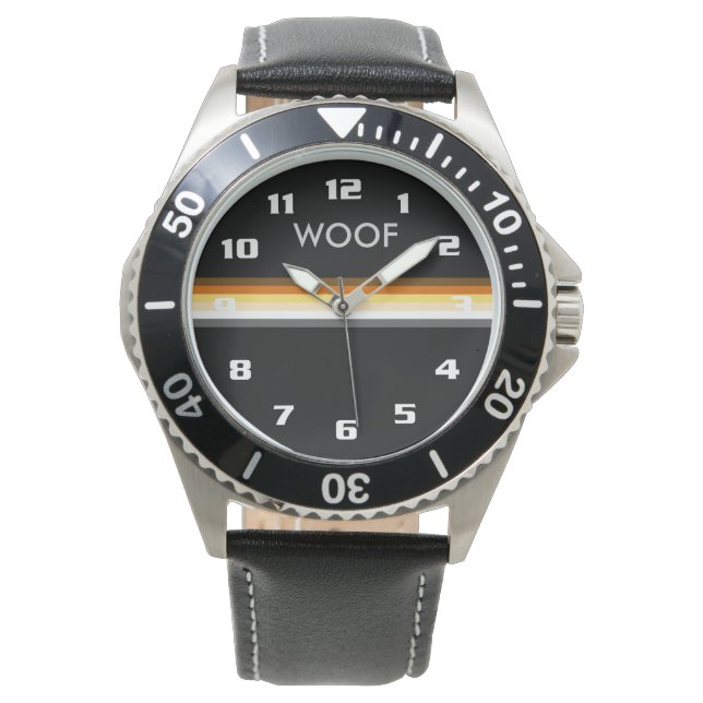 Montre Gay Bear Pride Drapeau WOOF Masculine et élégant (devant)