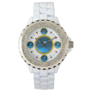 Montre GEM PIERRE numérique or bleu saphir