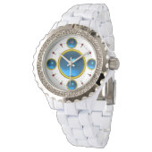 Montre GEM PIERRE numérique or bleu saphir (Incliné)