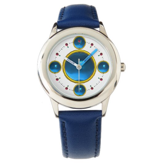 Montre GEM PIERRE numérique or bleu saphir (devant)