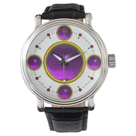 Montre GEM STONE NUMÉRIQUE or violet amethiste (devant)