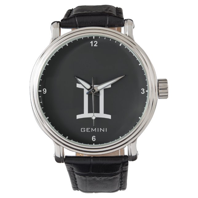 Montre Gemini Zodiac Sign Nom personnalisé Texte Simple M (devant)