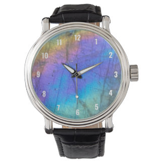 Montre Géologie Labradorite Pierre coloré Motif cristal