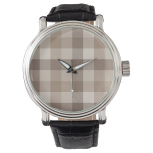 Montre Gingham à carreaux marron clair Terre Neutre