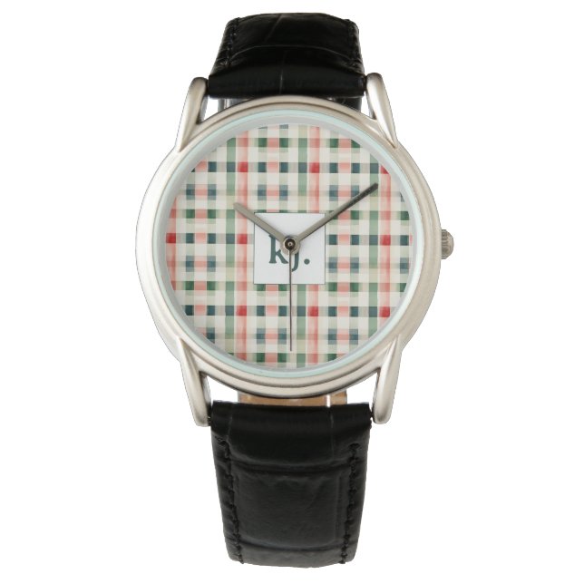 Montre Gingham Monogramme Émeraude Douce (devant)