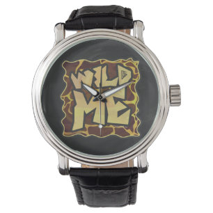 Montre Girafe Brun et Imprimé Jaune