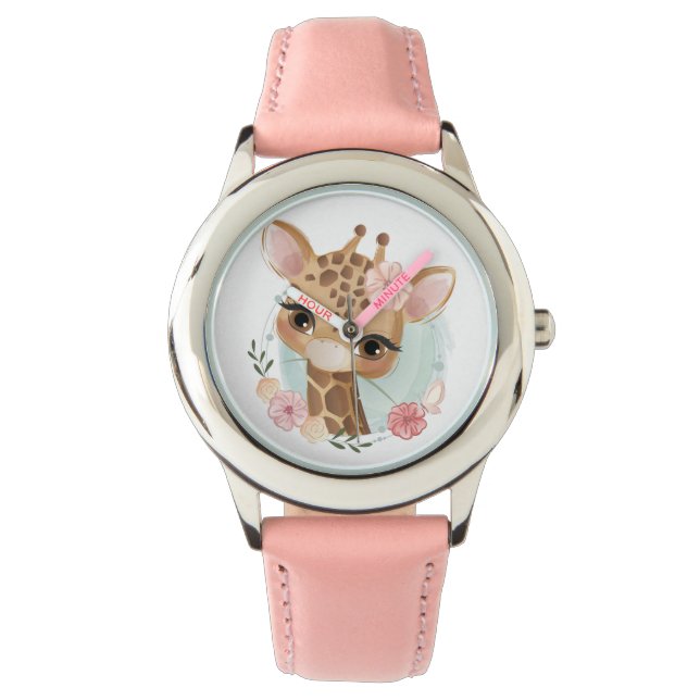 Montre Giraffe aux fleurs mignonnes (devant)