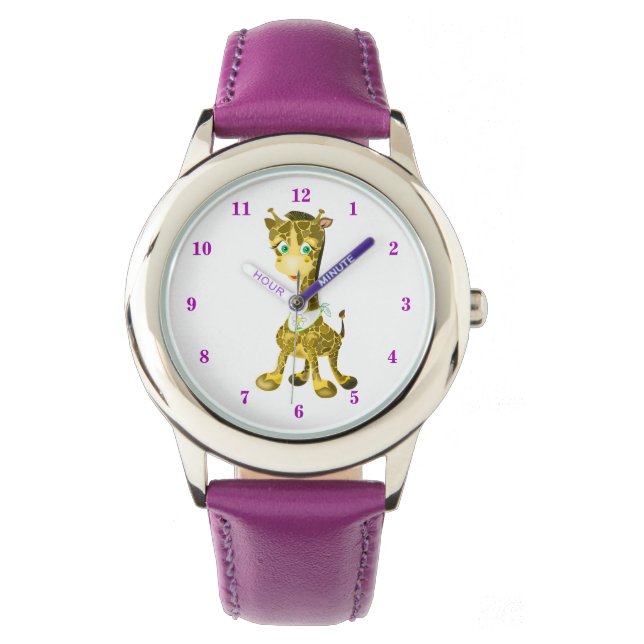 Montre Giraffe Bébé mignonne - Violet (devant)