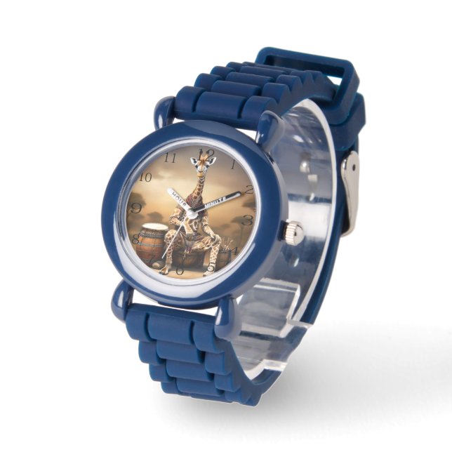 Montre Giraffe Grooves : Une Sérénade Bongo dans la Savan (Angle)
