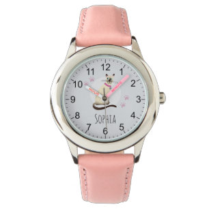 Montre Girls Cute Siamese Chat Dessin & Nom Enfants