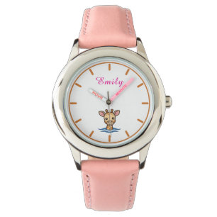 Montre Girls mignonne rose enfants Giraffe