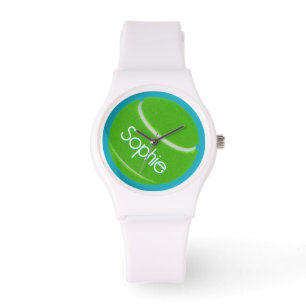 Montre Girls Tennis Ball Watch Green Aqua Blue Nom