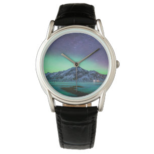 Montre Glace et neige   Aurora Borealis Voie Lactée Islan