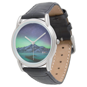 Montre Glace et neige Aurora Borealis Voie Lactée Islan