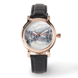 Montre Glace et neige Pont rouge en hiver, Japon