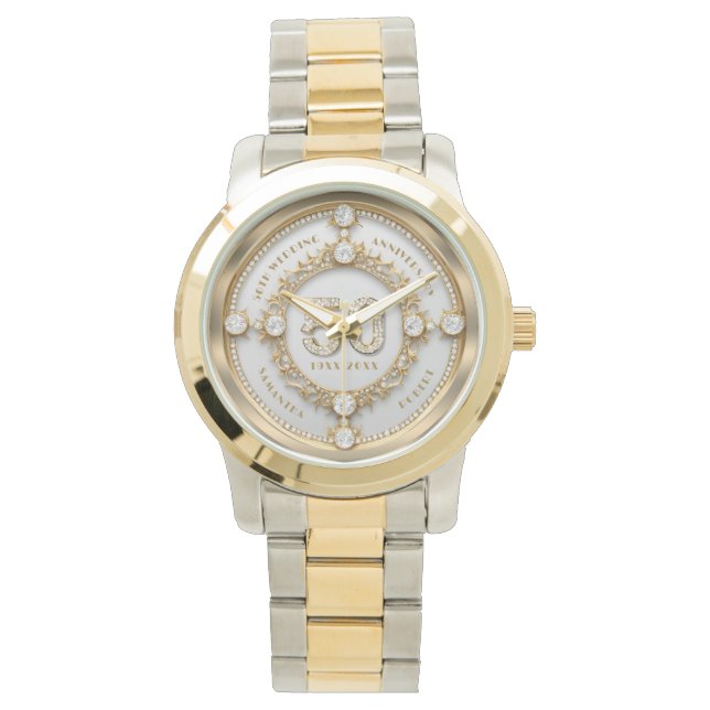 Montre Glam Diamond & Gold Frame 50e anniversaire de Mari (devant)