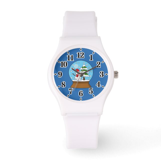 Montre Globe de neige avec Snowman et Pine Tree (Recto)