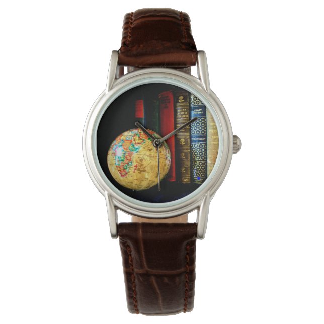 Montre Globe et livres vintages (devant)